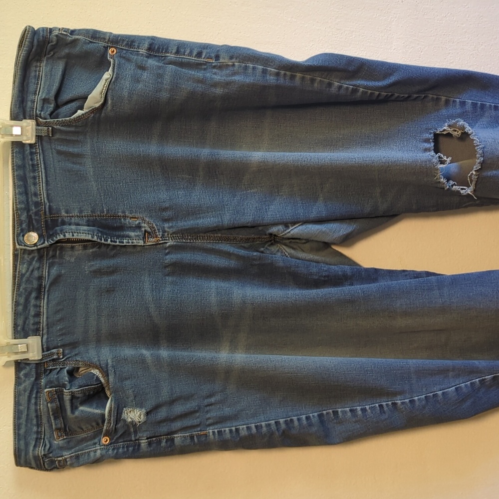 Old Navy Women's Blue Distressed Jeans - Picture 2 of 6